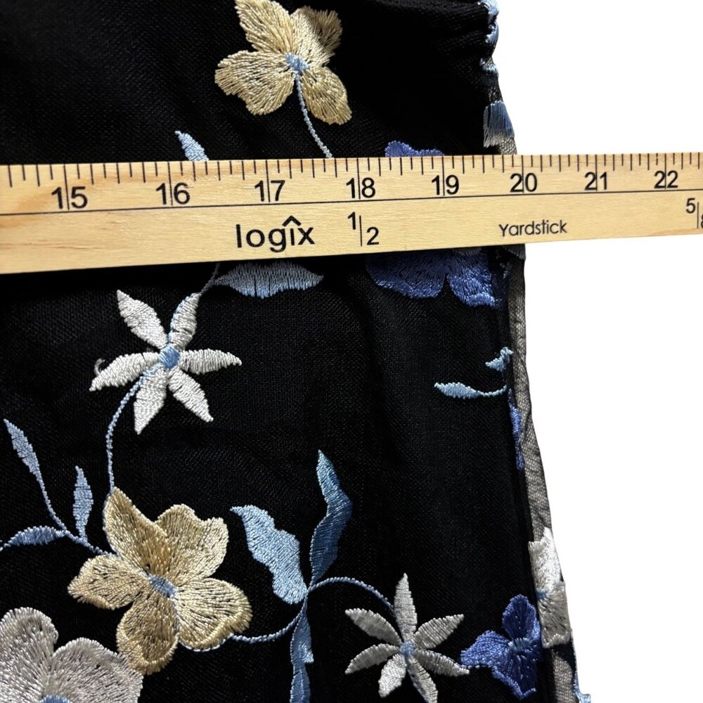 Eci New York Black Floral Embroidered Sleeveless Dress Size M Petite Black Blue - Picture 6 of 8
